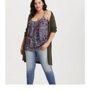 Torrid Sophie Grey Floral Pleated Swing Cami